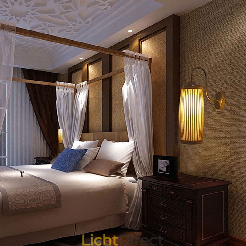 Taille Drum Design Wandlamp Creatieve Bamboe Wandlamp Nachtkastje Trappen Landelijke Verlichting