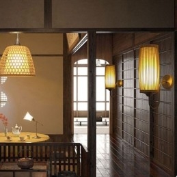 Taille Drum Design Wandlamp Creatieve Bamboe Wandlamp Nachtkastje Trappen Landelijke Verlichting