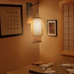 Neerwaartse Bamboe Wandlamp Landelijke Ronde Wandlamp Nachtkastje Theehuis Creatieve Verlichting