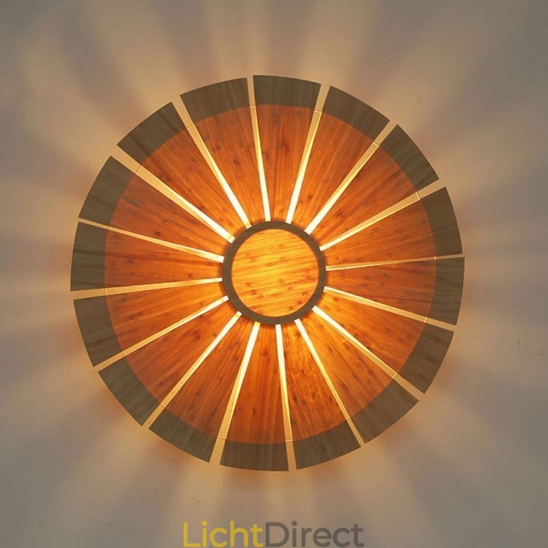 Ronde bloemenwandlamp Unieke bamboe wandlamp Creatieve decoratieve verlichting