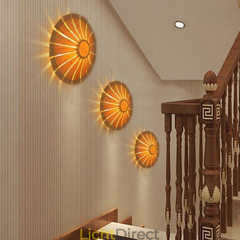 Ronde bloemenwandlamp Unieke bamboe wandlamp Creatieve decoratieve verlichting