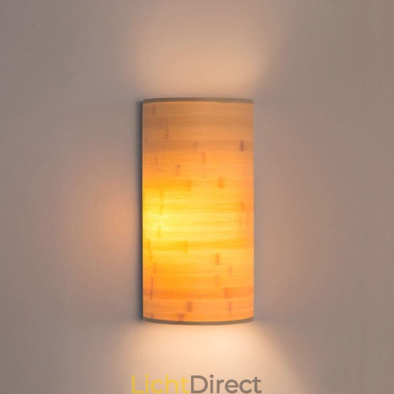 Japanse bamboe wandlamp, eenvoudige halve cirkelvormige wandlamp, verlichting naast het bed