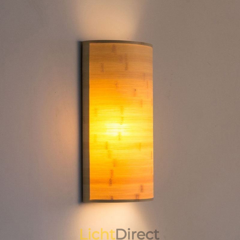 Japanse bamboe wandlamp, eenvoudige halve cirkelvormige wandlamp, verlichting naast het bed
