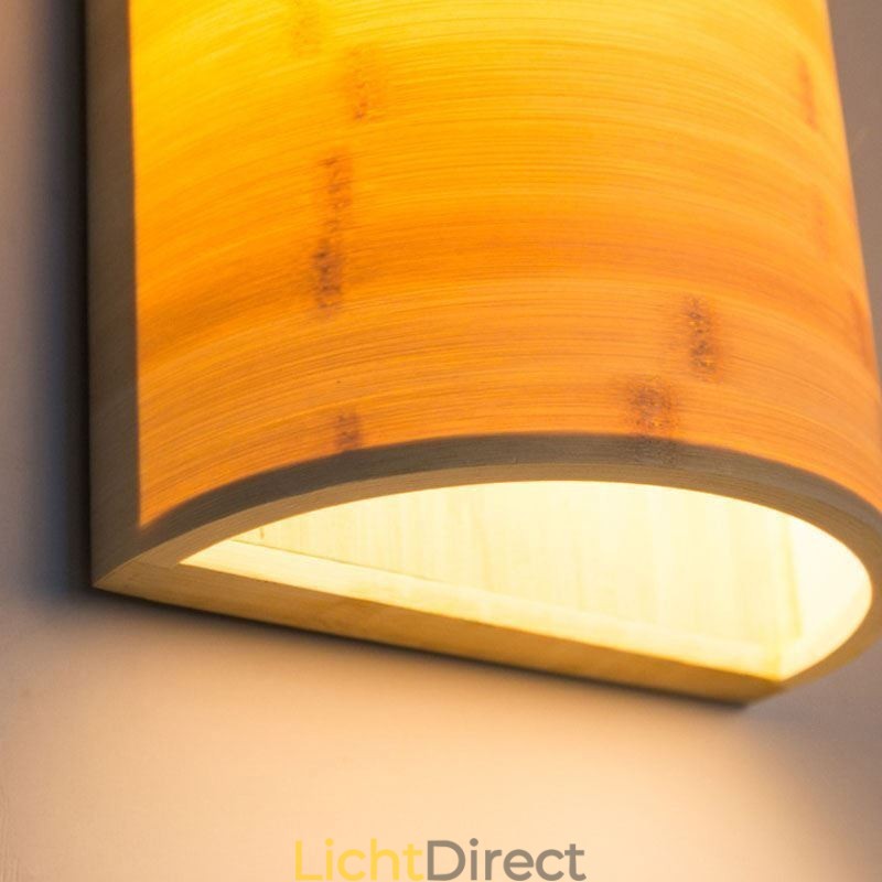 Japanse bamboe wandlamp, eenvoudige halve cirkelvormige wandlamp, verlichting naast het bed