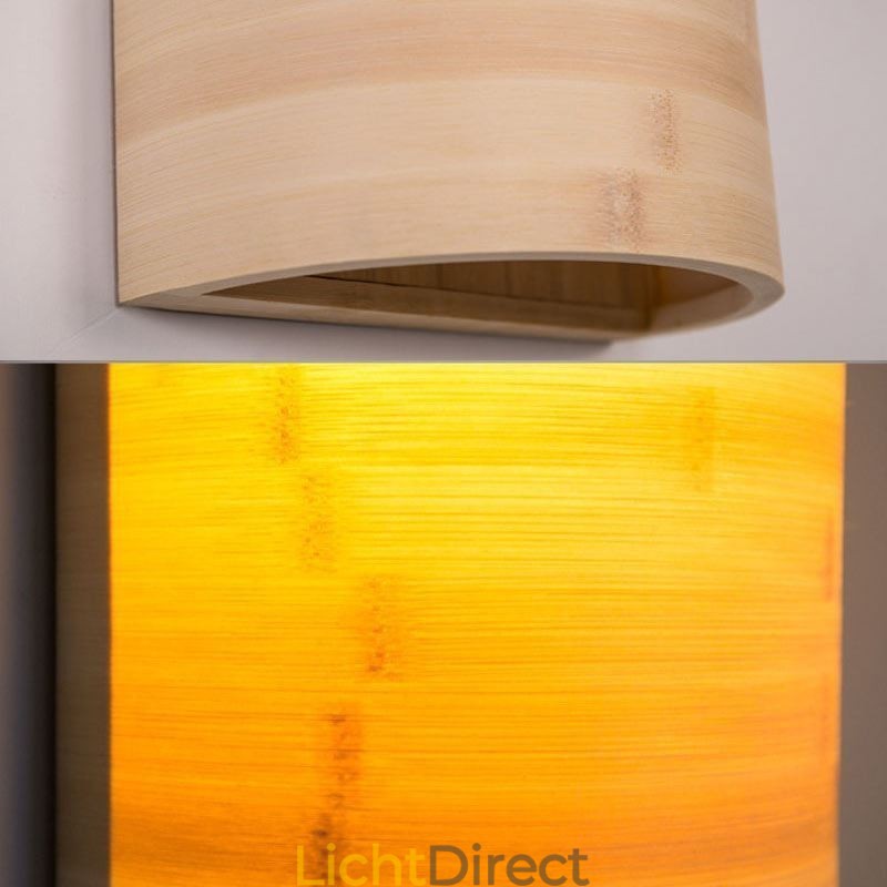 Japanse bamboe wandlamp, eenvoudige halve cirkelvormige wandlamp, verlichting naast het bed