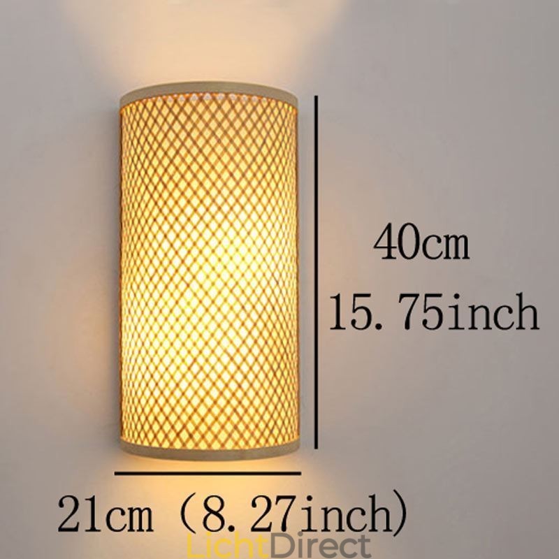 Halfcilindrische Bamboe Wandlamp Creatieve Nachtkastje Wandlamp Trappen Landelijke Verlichting