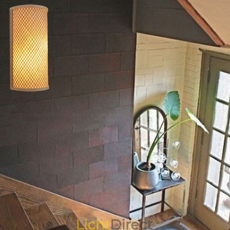 Halfcilindrische Bamboe Wandlamp Creatieve Nachtkastje Wandlamp Trappen Landelijke Verlichting
