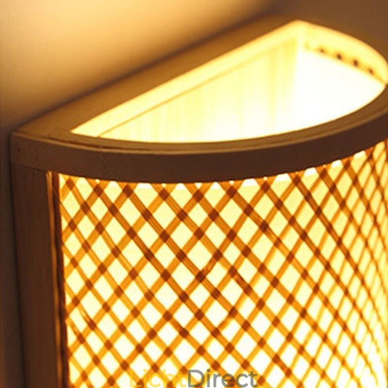 Halfcilindrische Bamboe Wandlamp Creatieve Nachtkastje Wandlamp Trappen Landelijke Verlichting