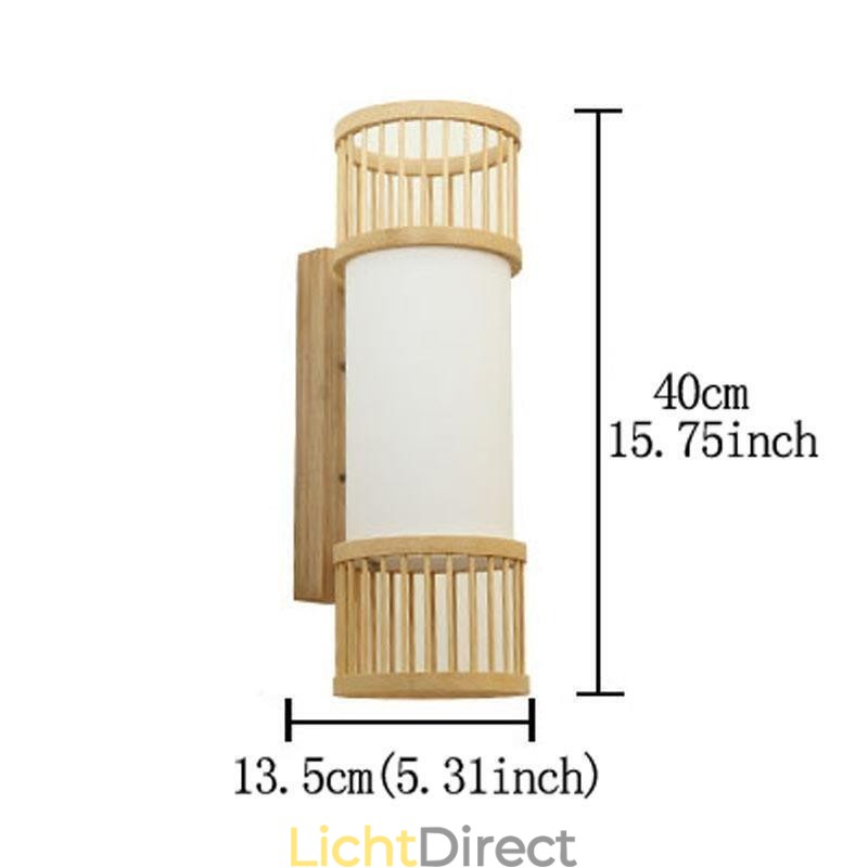 Verticale Bamboe Wandlamp Creatieve Ronde Wandlamp Nachtkastje Trap Verlichting