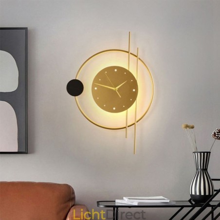 Wandlamp klok Modern minimalistisch smeedijzeren wandlamp en Wandlamp klok Modern minimalistisch smeedijzeren wandlamp en