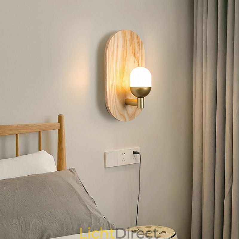 Decoratie Muur Houten Lamp Entree Gangpad Verlichting Nordic Bedside Wandlamp