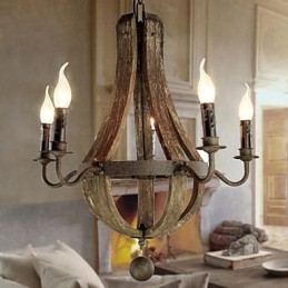 Kroonluchter 5 lampen Vintage Retro Landelijk Wonen Eetkamer Metaal