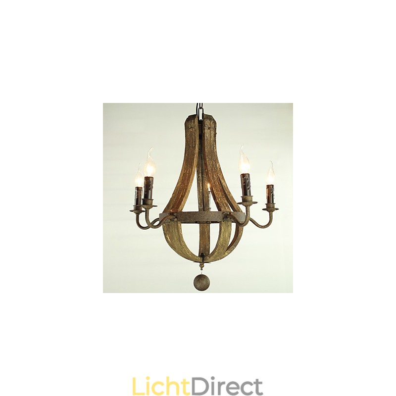 Kroonluchter 5 lampen Vintage Retro Landelijk Wonen Eetkamer Metaal