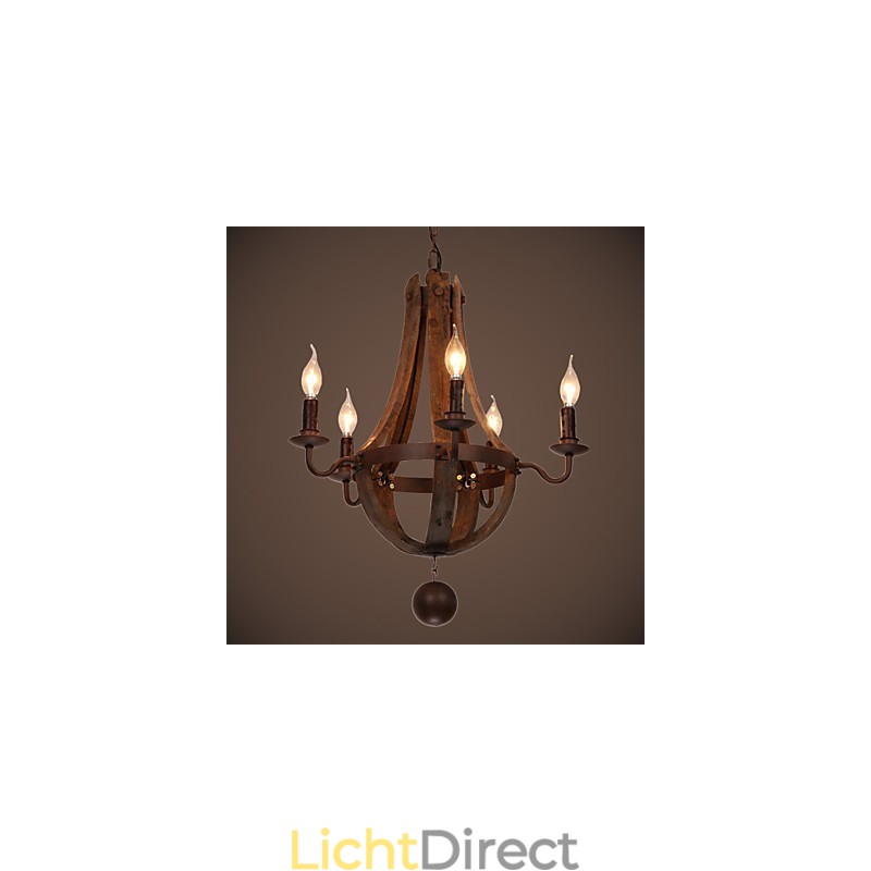 Kroonluchter 5 lampen Vintage Retro Landelijk Wonen Eetkamer Metaal