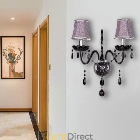 Europese stijl kristallen wandlamp zwarte twee lichts kaars wandlamp Europese stijl kristallen wandlamp zwarte twee lichts kaars wandlamp