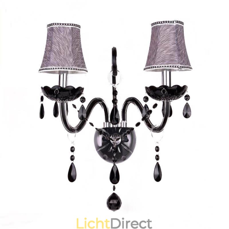 Europese stijl kristallen wandlamp zwarte twee lichts kaars wandlamp