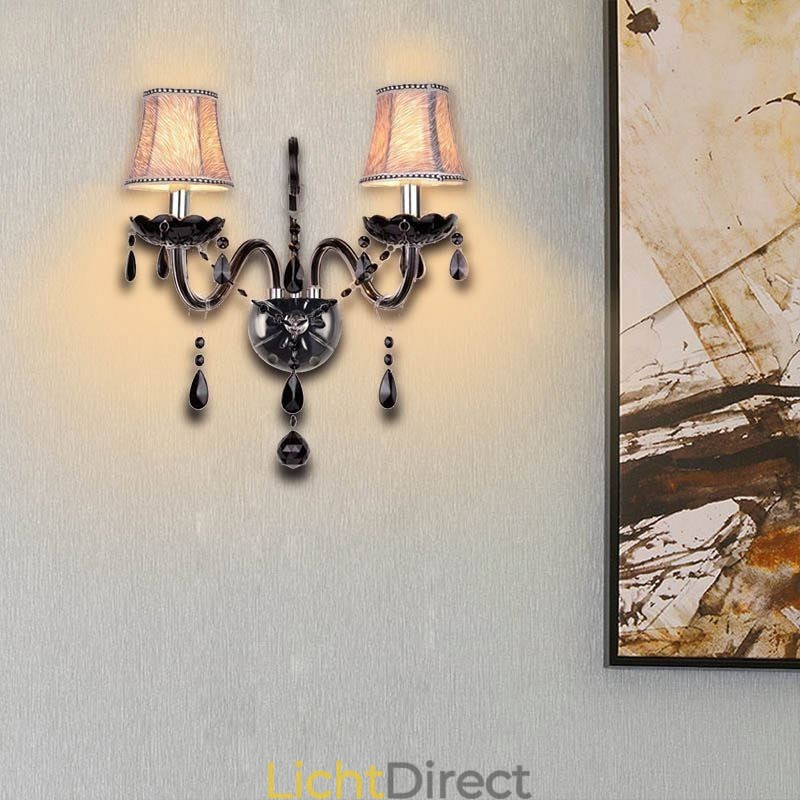 Europese stijl kristallen wandlamp zwarte twee lichts kaars wandlamp