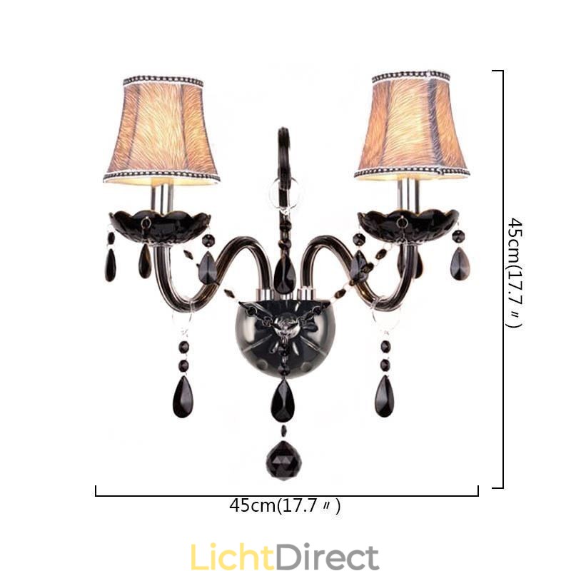 Europese stijl kristallen wandlamp zwarte twee lichts kaars wandlamp
