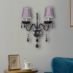 Europese stijl kristallen wandlamp zwarte twee lichts kaars wandlamp