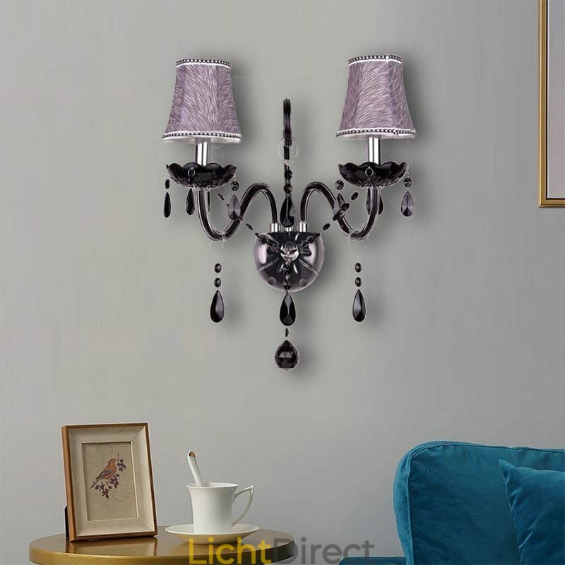 Europese stijl kristallen wandlamp zwarte twee lichts kaars wandlamp
