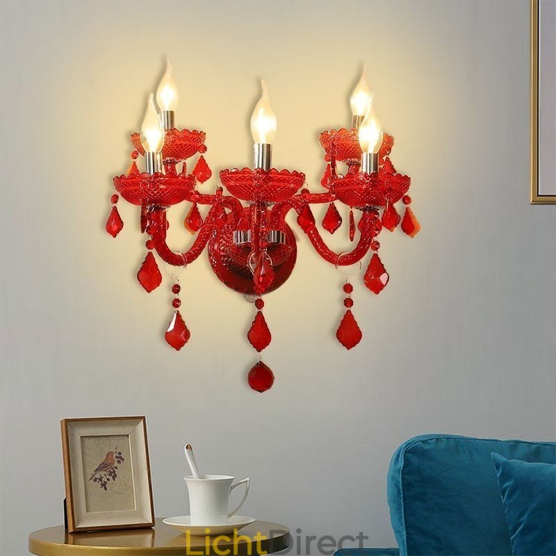 Europese Kristallen Wandlamp Rode Kleur Wandlamp