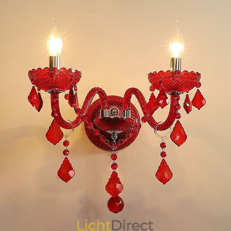 Europese Kristallen Wandlamp Rode Kleur Licht