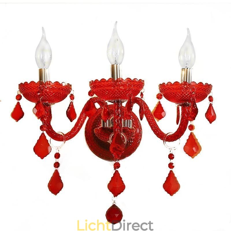 Europese Kristallen Wandlamp Rode Kleur Licht