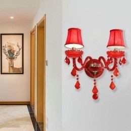 Europese Kristallen Wandlamp Rode Kleur Licht