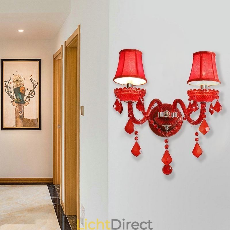 Europese Kristallen Wandlamp Rode Kleur Licht