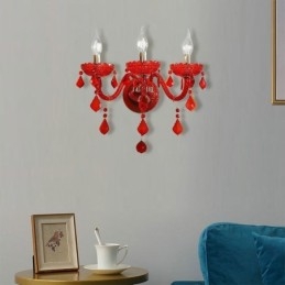 Europese Kristallen Wandlamp Rode Kleur Licht