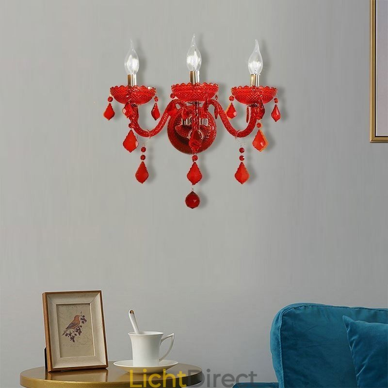 Europese Kristallen Wandlamp Rode Kleur Licht