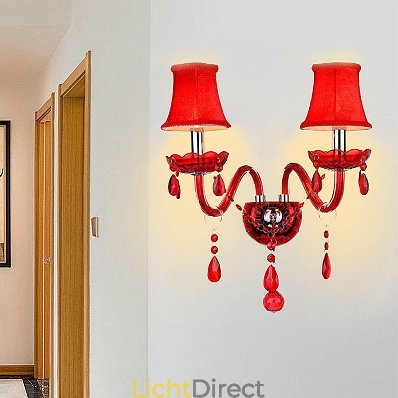 Europese wandlamp kristal wandlamp rode kleur
