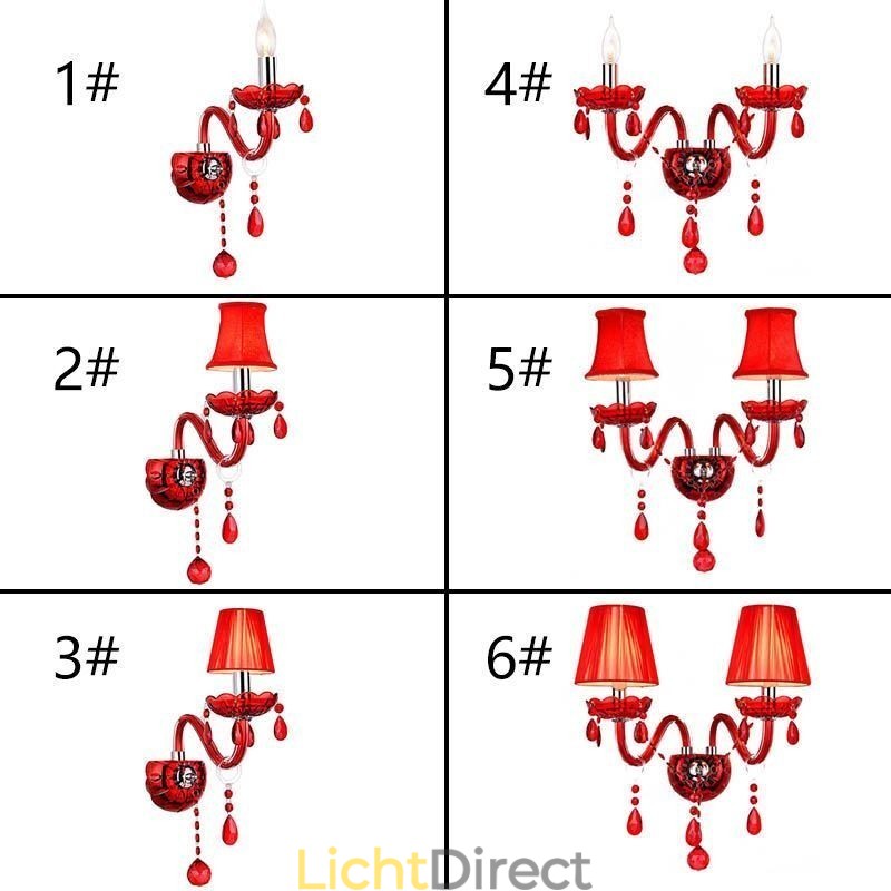 Europese wandlamp kristal wandlamp rode kleur