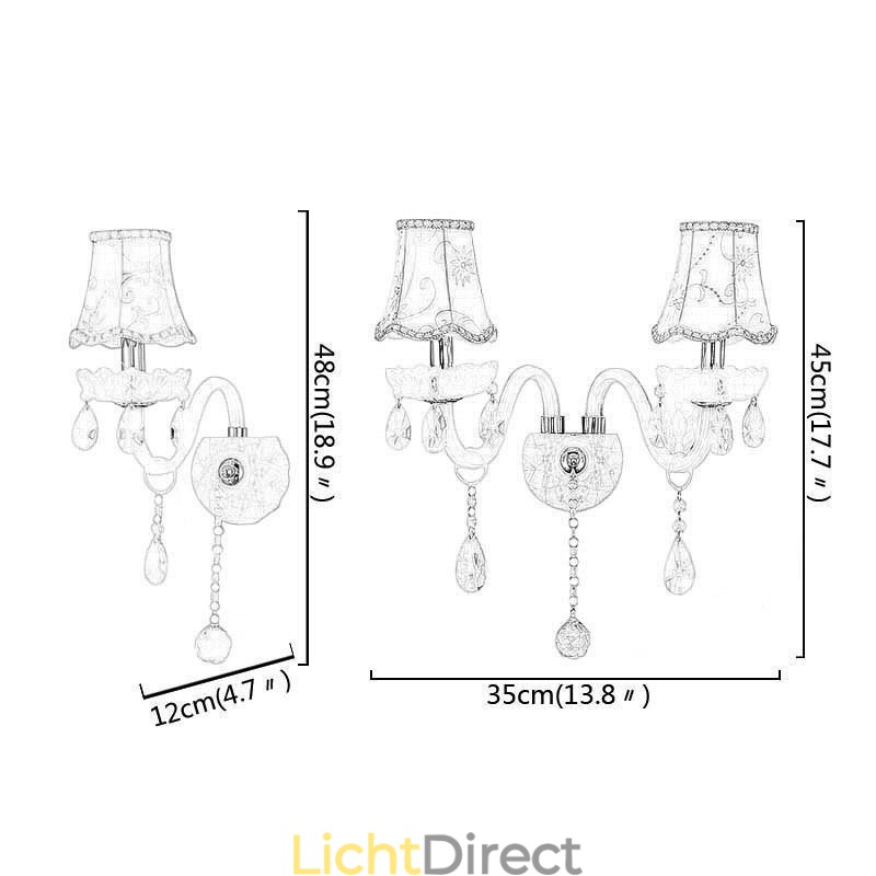 Klassieke Europese stijl kristallen wandlamp elegante wandlamp