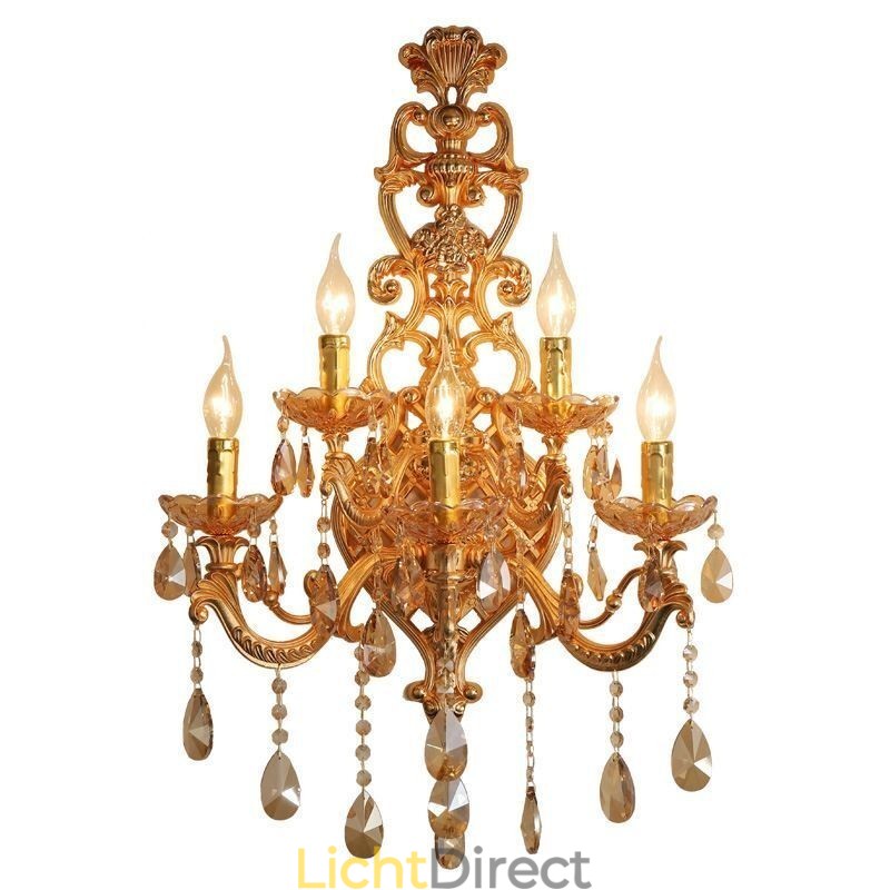 Luxe kristallen wandlamp Europese wandlamp van zinklegering met vijf lampen