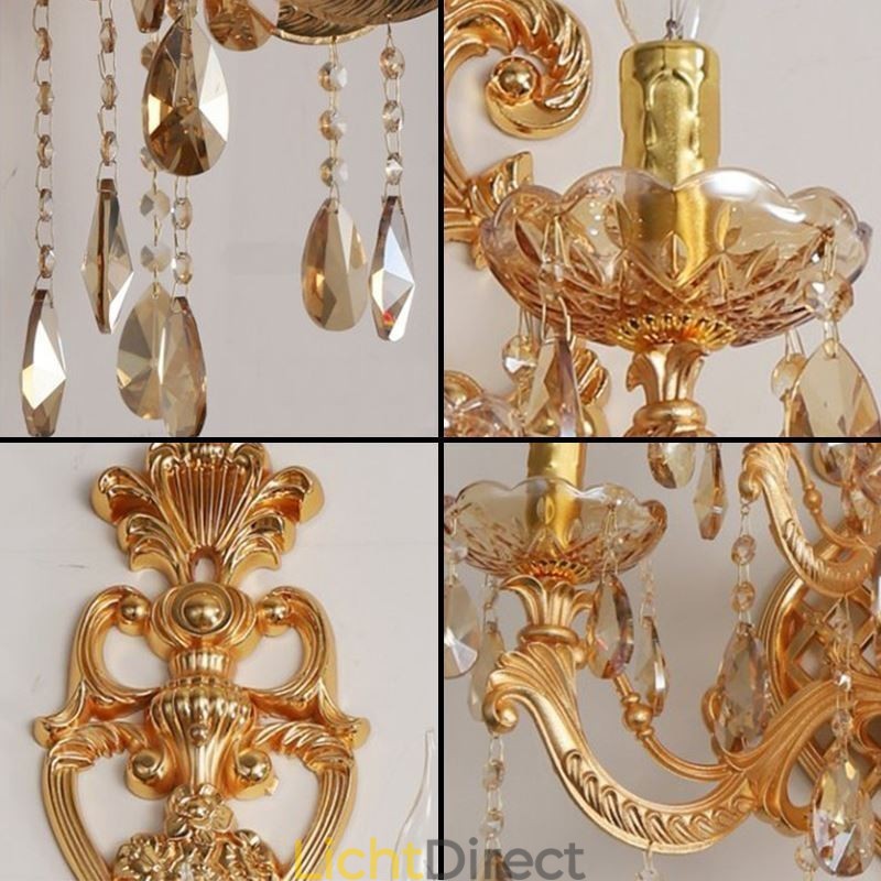 Luxe kristallen wandlamp Europese wandlamp van zinklegering met vijf lampen