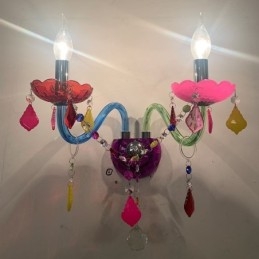Kleurrijke kristallen wandlamp Europese wandlamp met twee lampen