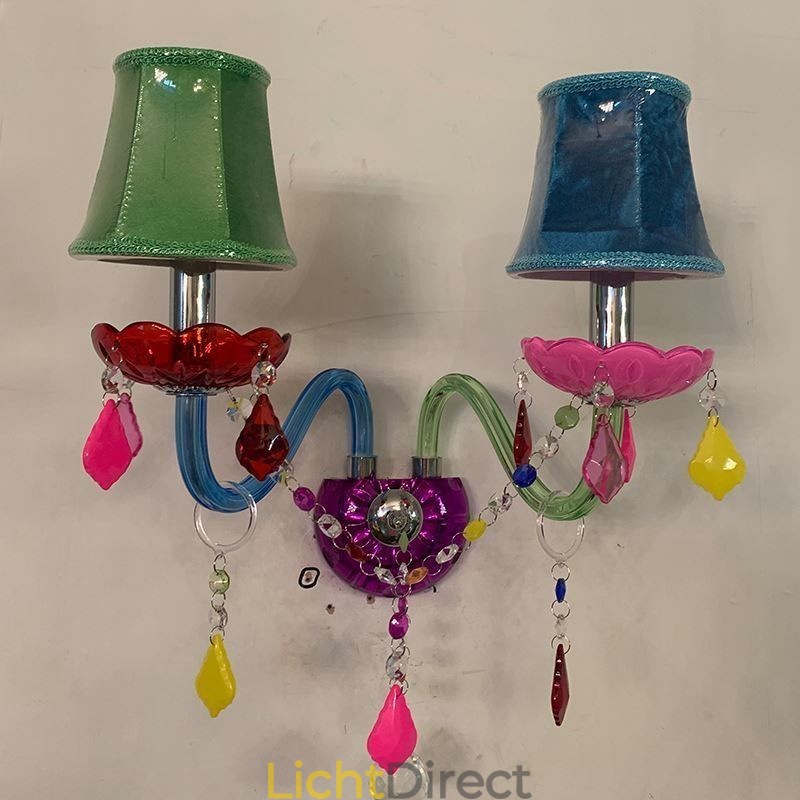 Kleurrijke kristallen wandlamp Europese wandlamp met twee lampen