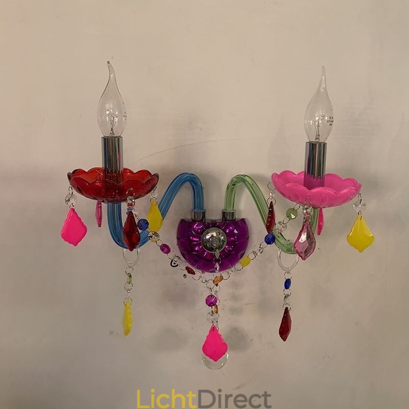 Kleurrijke kristallen wandlamp Europese wandlamp met twee lampen
