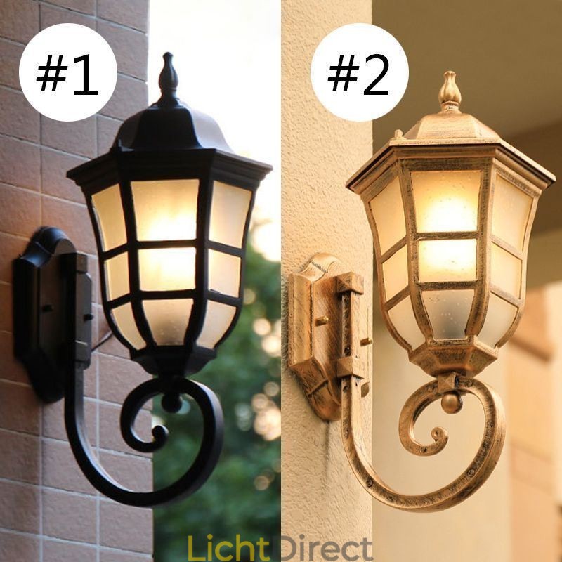 Europese wandlamp Retro buitenlamp Enkele kop waterdichte matglazen wandlamp