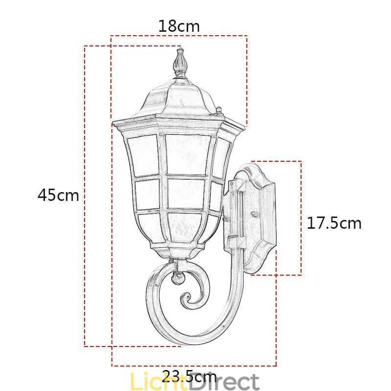 Europese wandlamp Retro buitenlamp Enkele kop waterdichte matglazen wandlamp