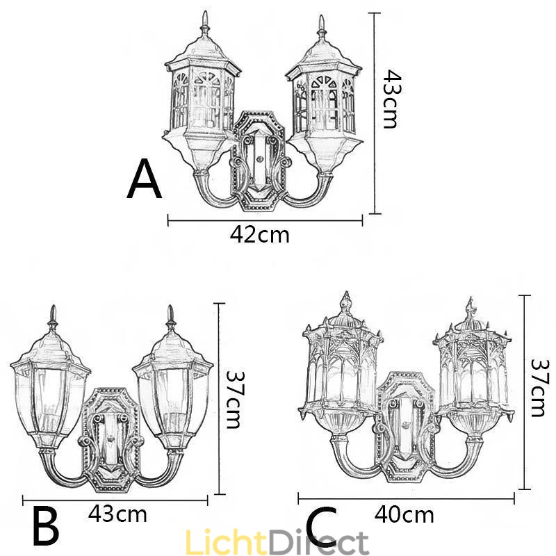 Europese Buiten Wandlamp Waterdichte Dubbele Kasteel Wandlamp