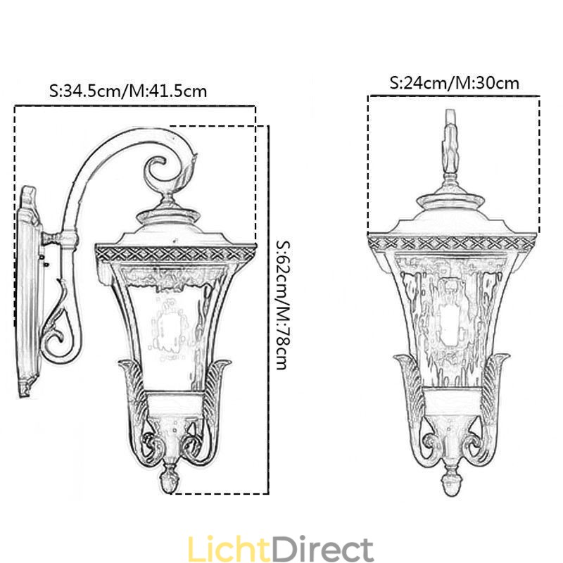 Chinese Buitenlamp Enkele Kop Waterdichte Glazen Wandlamp Binnenplaats Gang