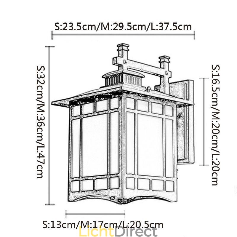 Chinese Stijl Buitenlamp Waterdicht Paviljoen Vorm Wandlamp Tuin Balkon