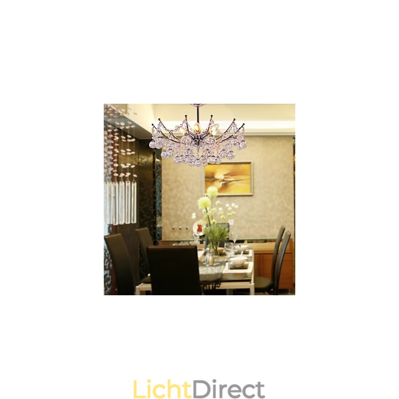 Luxe kristallen kroonluchter met 6 lampen hangkroonluchter