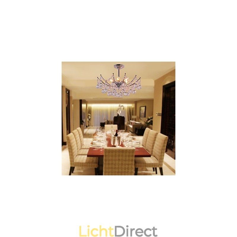 Luxe kristallen kroonluchter met 6 lampen hangkroonluchter