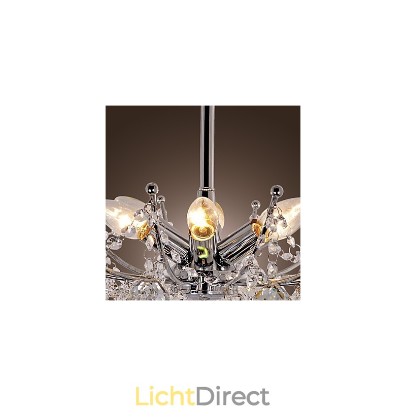 Luxe kristallen kroonluchter met 6 lampen hangkroonluchter
