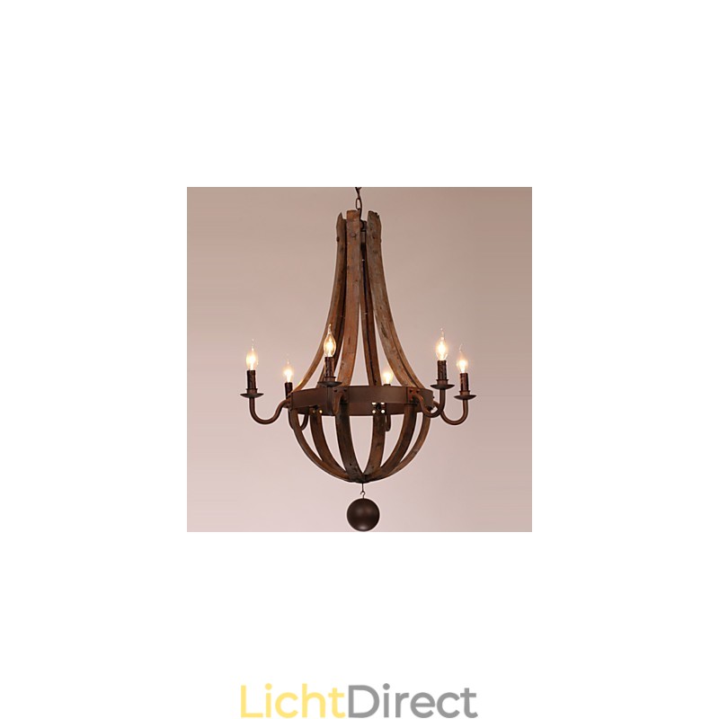 Kroonluchter 6 lampen Vintage Retro Landelijk Wonen Eetkamer Garage Metaal