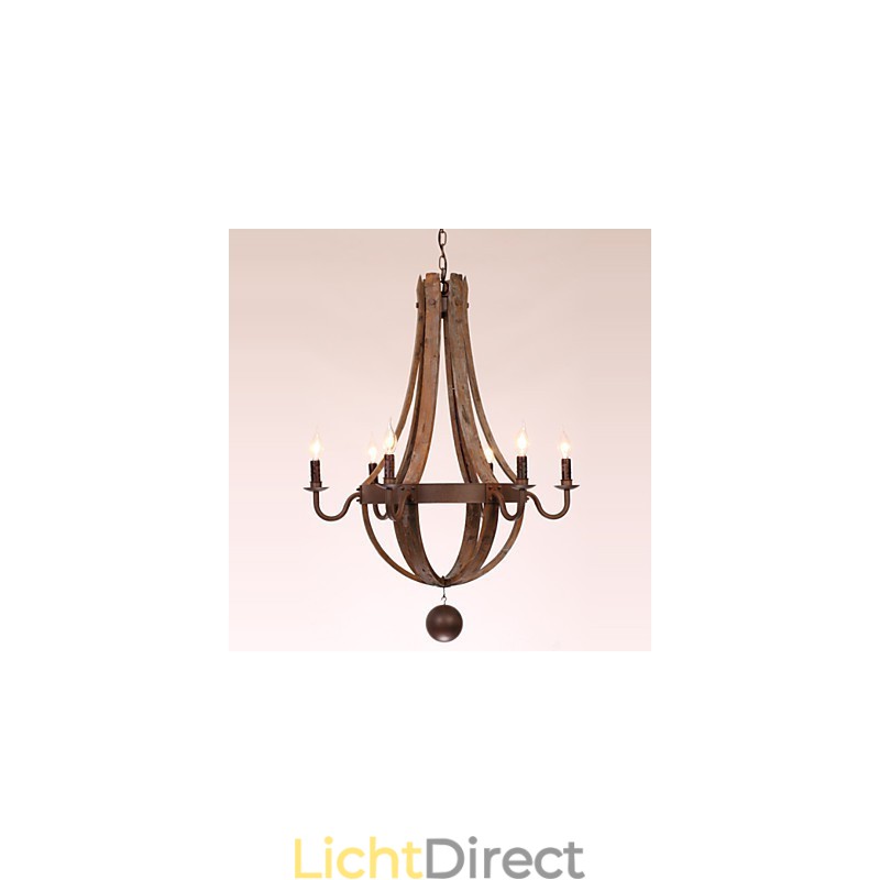 Kroonluchter 6 lampen Vintage Retro Landelijk Wonen Eetkamer Garage Metaal