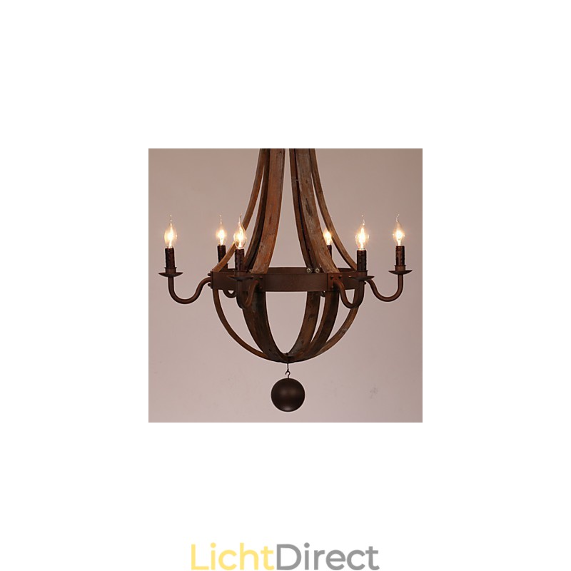 Kroonluchter 6 lampen Vintage Retro Landelijk Wonen Eetkamer Garage Metaal